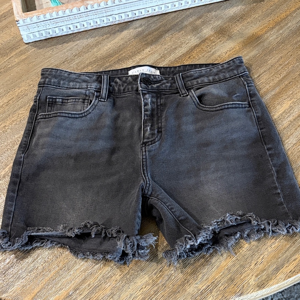 CJLA Black Frayed Hem Denim Shorts